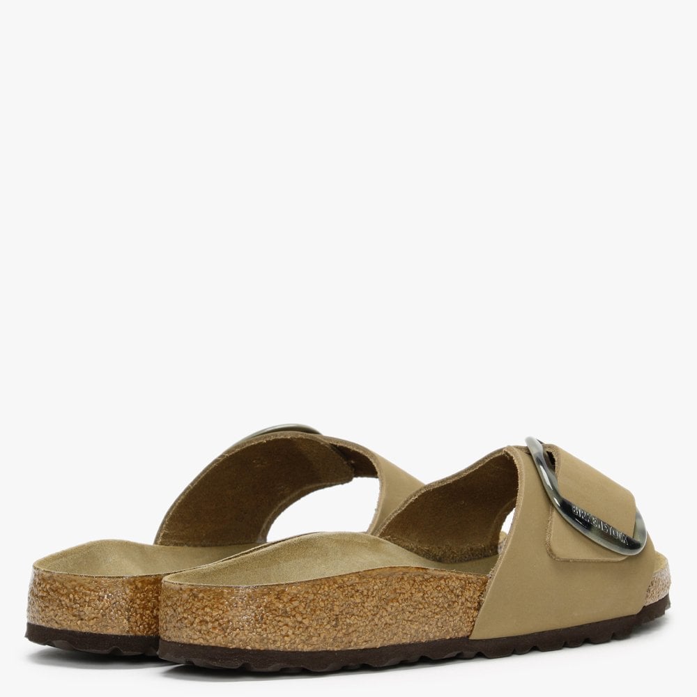 Madrid Big Buckle Mud Green Nubuck Leather Mules