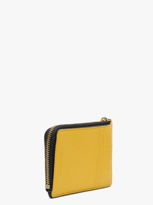 The Bold Small Gold Ochre Leather Top Zip Wallet