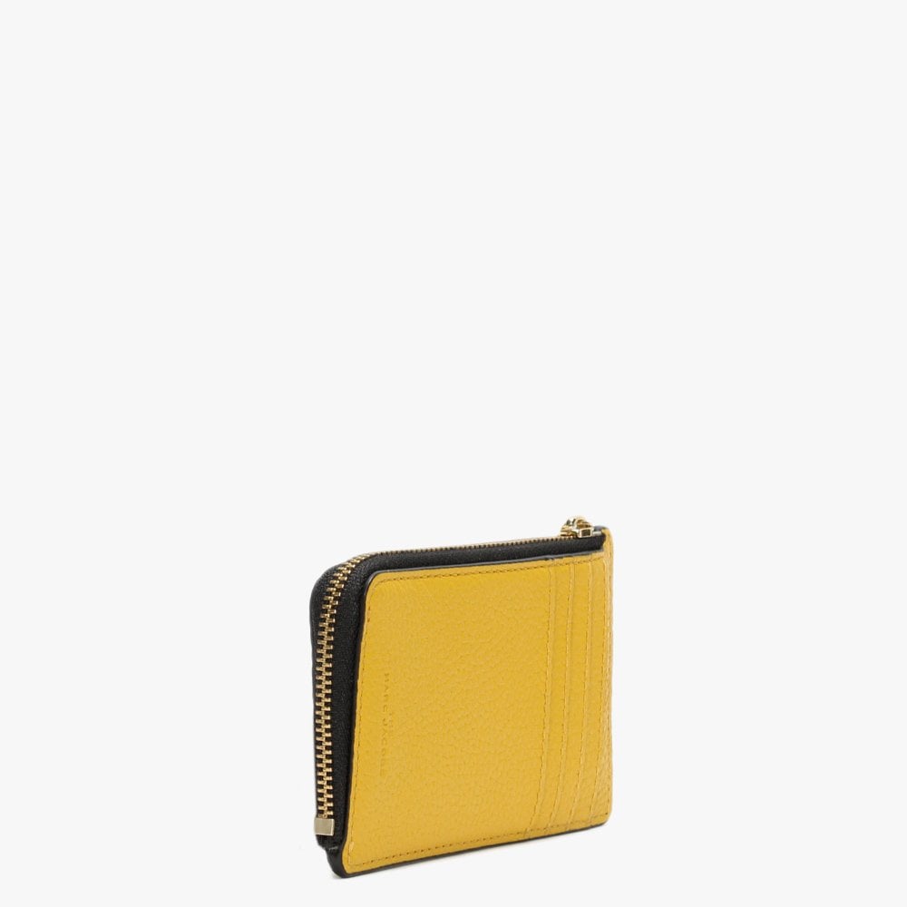 The Bold Small Gold Ochre Leather Top Zip Wallet