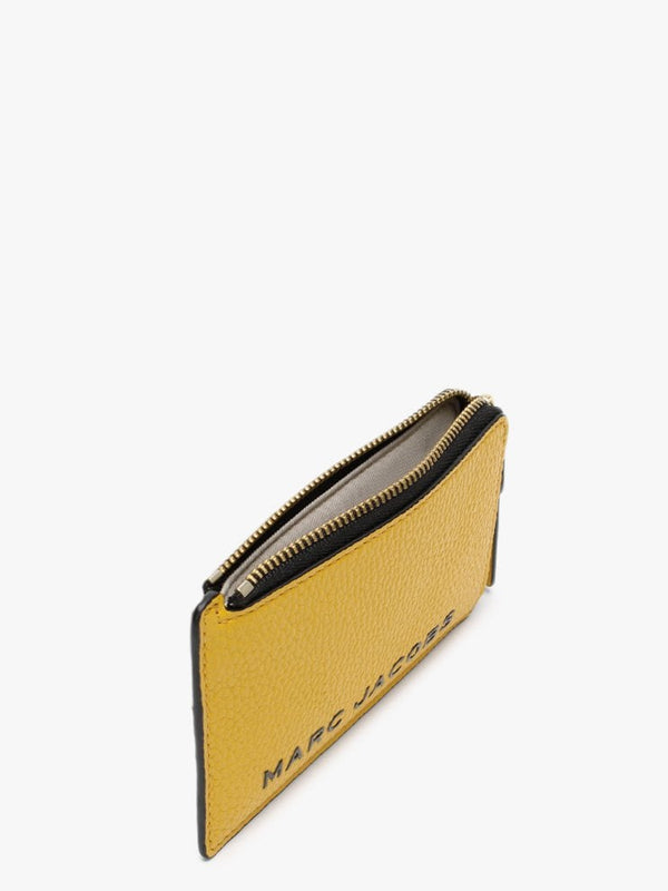 The Bold Small Gold Ochre Leather Top Zip Wallet