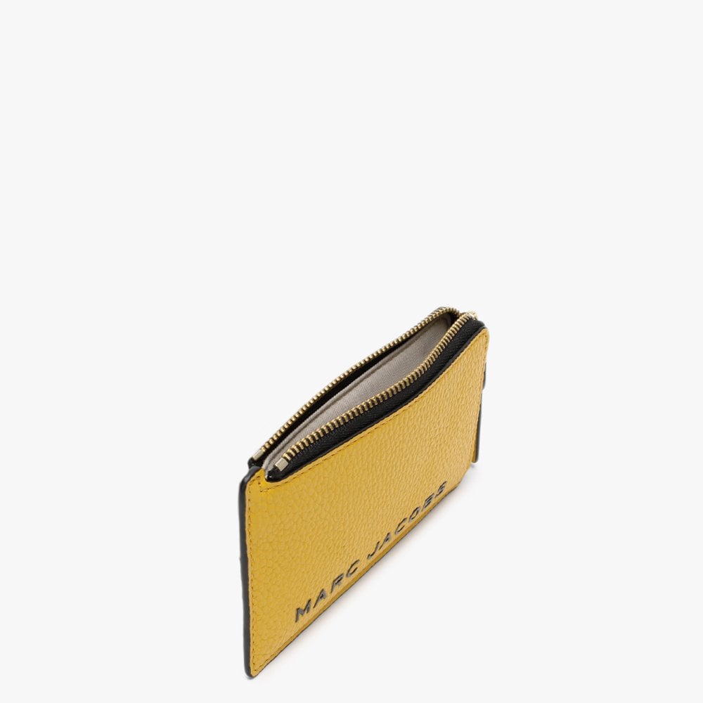 The Bold Small Gold Ochre Leather Top Zip Wallet