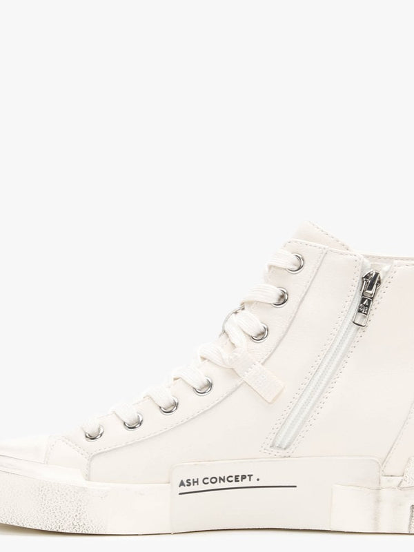 Ghilby Bis Off White Leather High Top Trainers