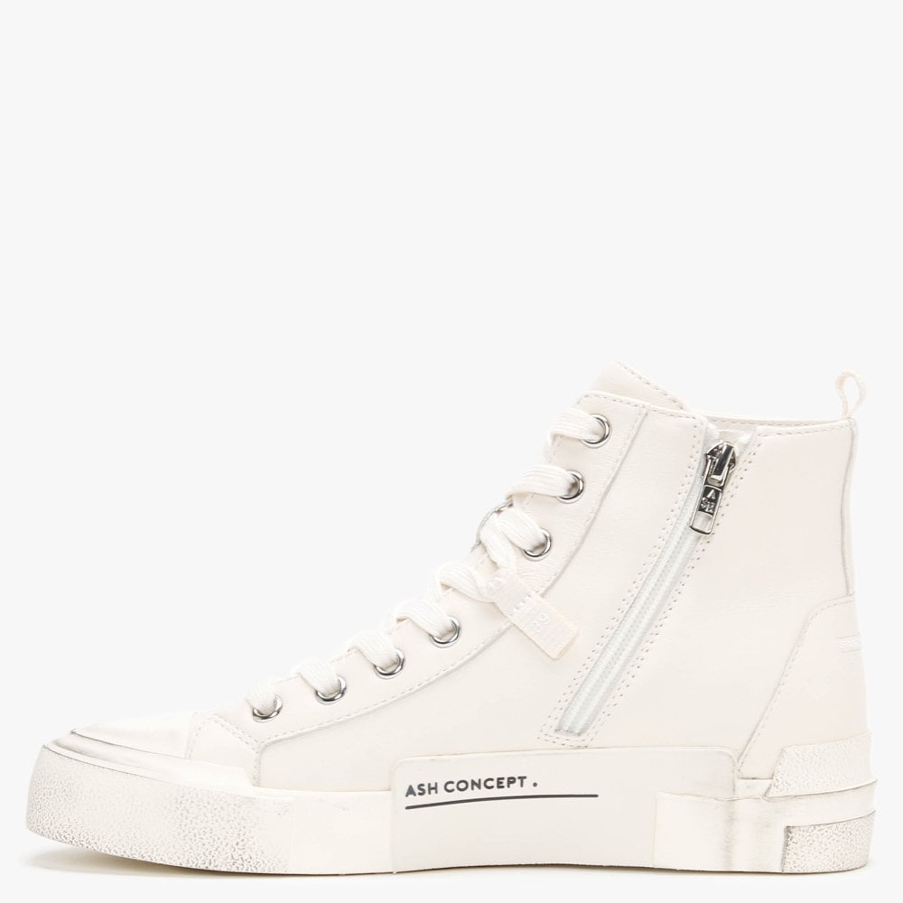 Ghilby Bis Off White Leather High Top Trainers
