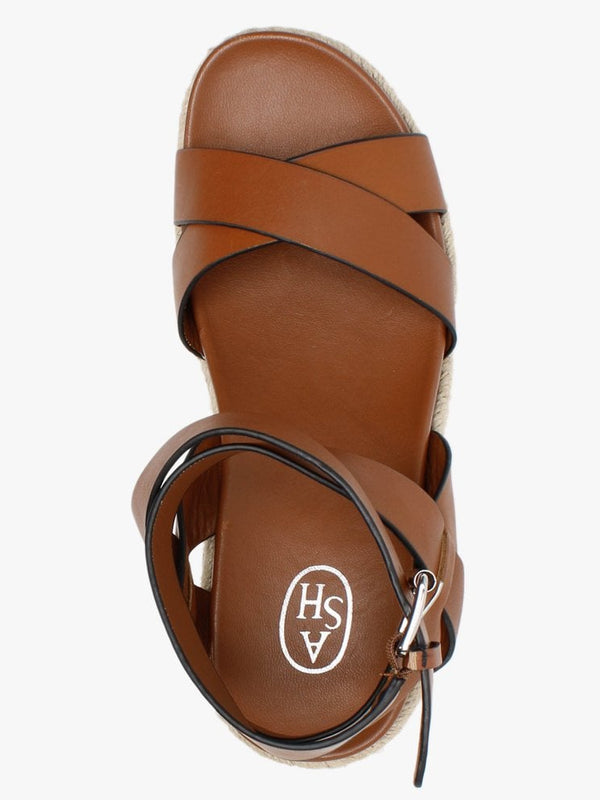 Quantas Tobacco Leather Wedge Sandals