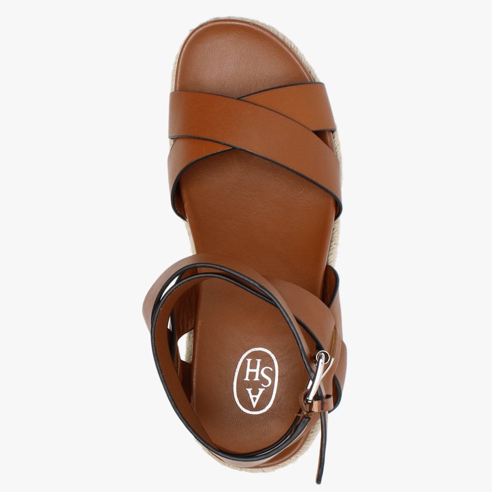 Quantas Tobacco Leather Wedge Sandals