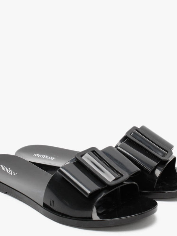 Babe Black Bow Buckle Sliders