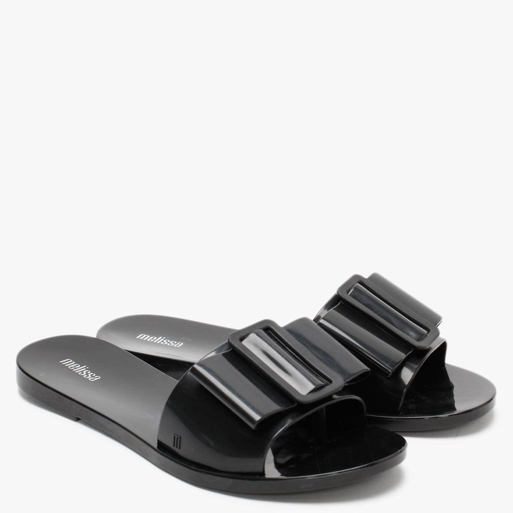 Babe Black Bow Buckle Sliders