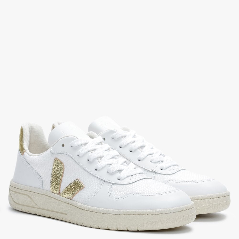 V-10 B-MESH White Gold Leather Trainers
