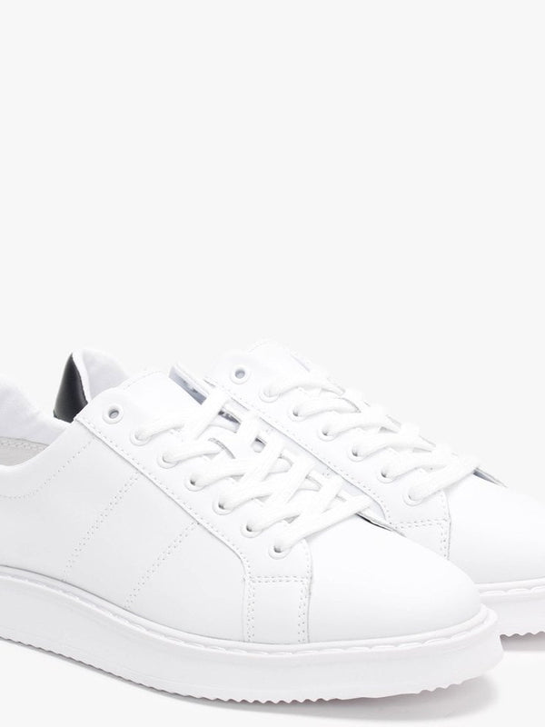 Angeline II White & Navy Leather Trainers