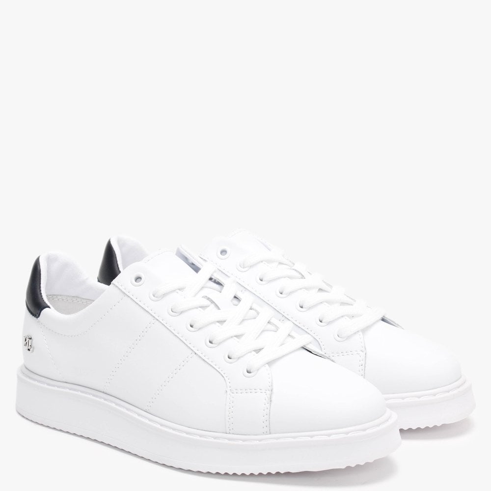 Angeline II White & Navy Leather Trainers