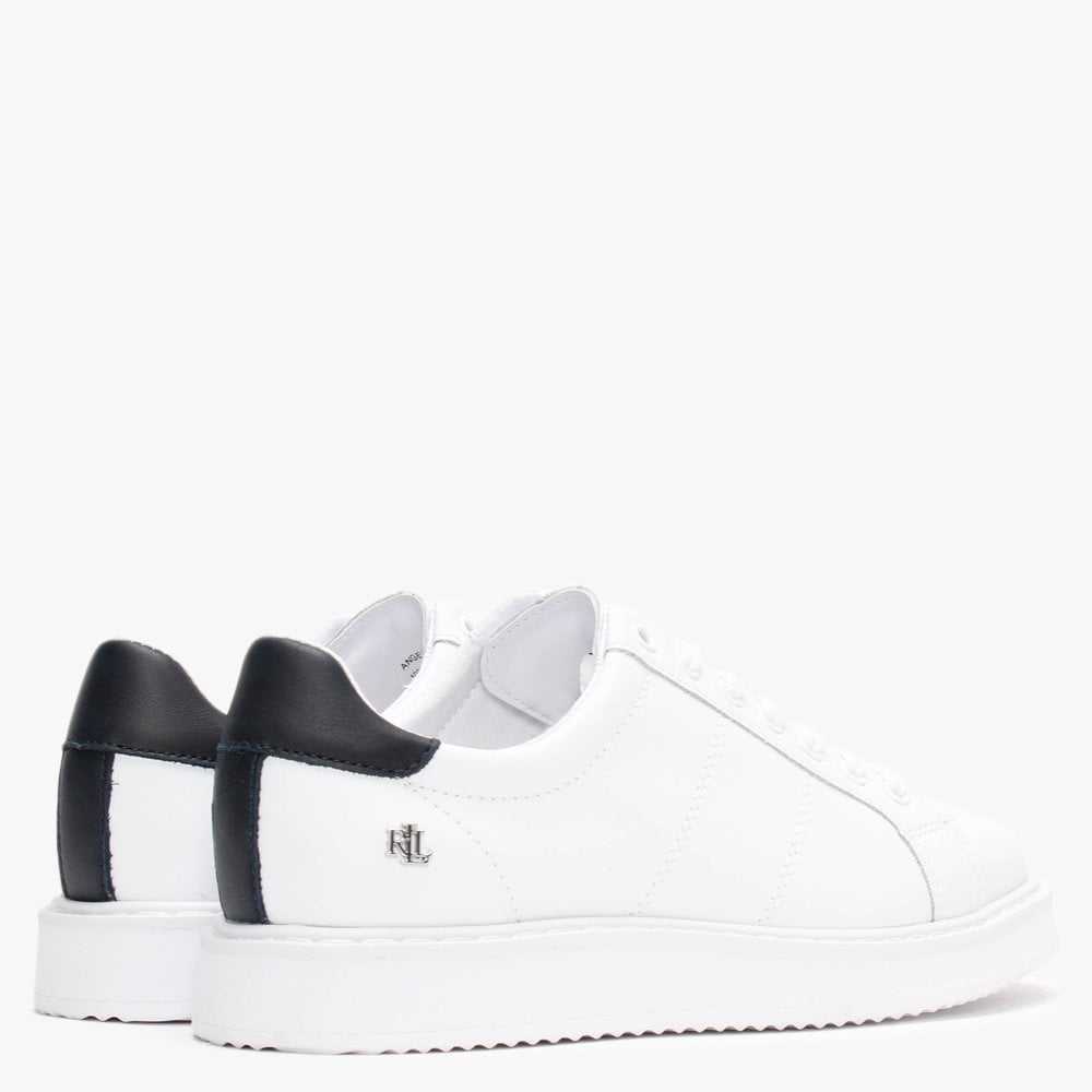 Angeline II White & Navy Leather Trainers