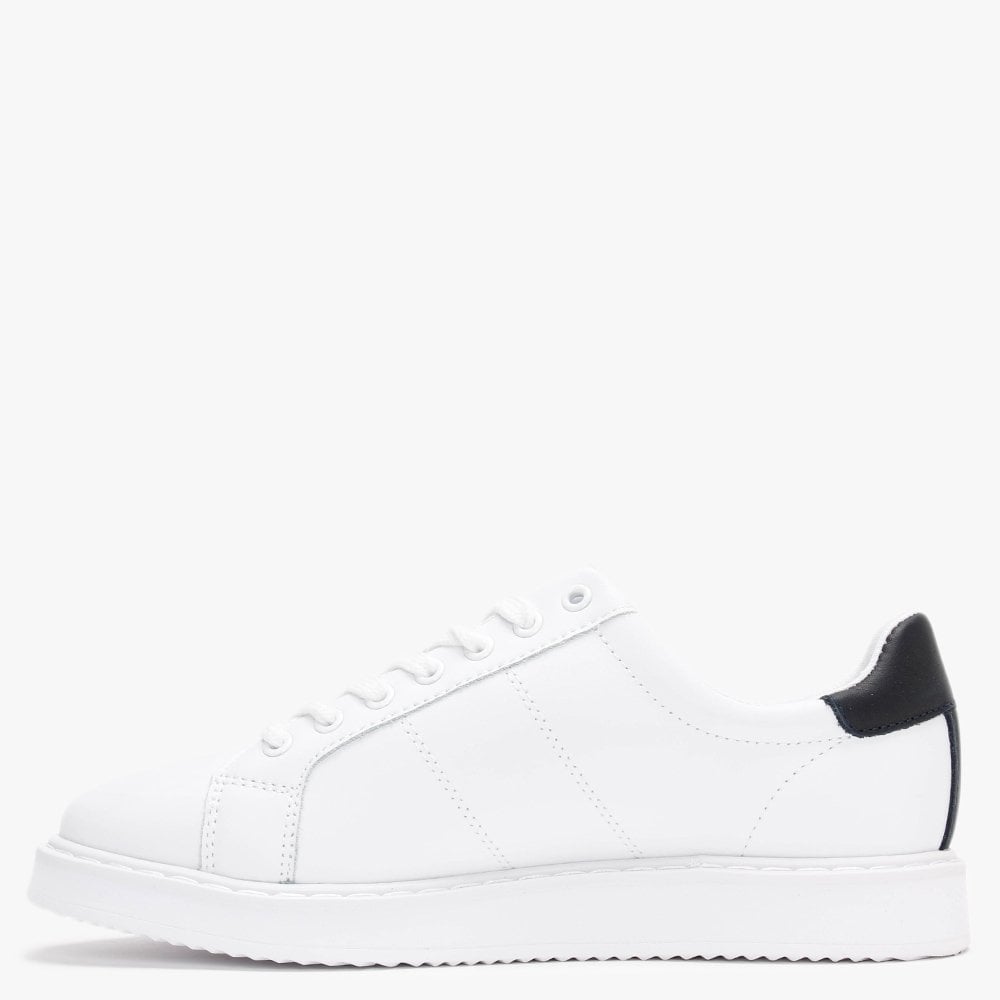 Angeline II White & Navy Leather Trainers