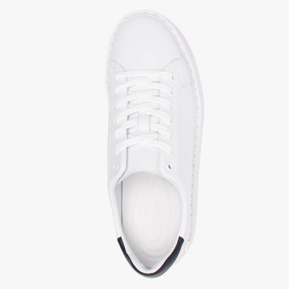 Angeline II White & Navy Leather Trainers
