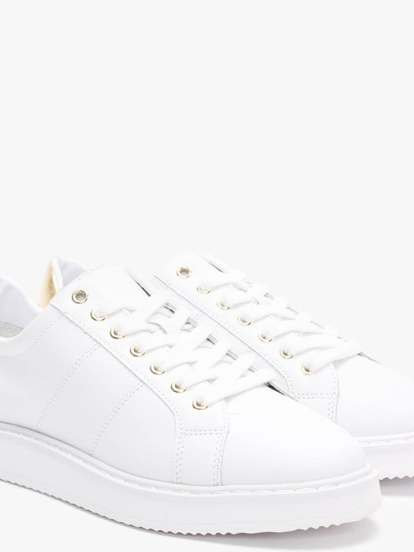 Angeline II White & Gold Leather Trainers