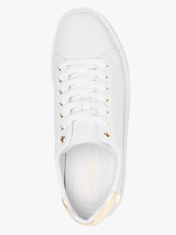 Angeline II White & Gold Leather Trainers