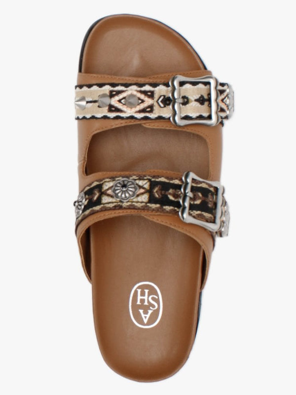 Ulysse Two Strap New Cinnamon Leather Mules