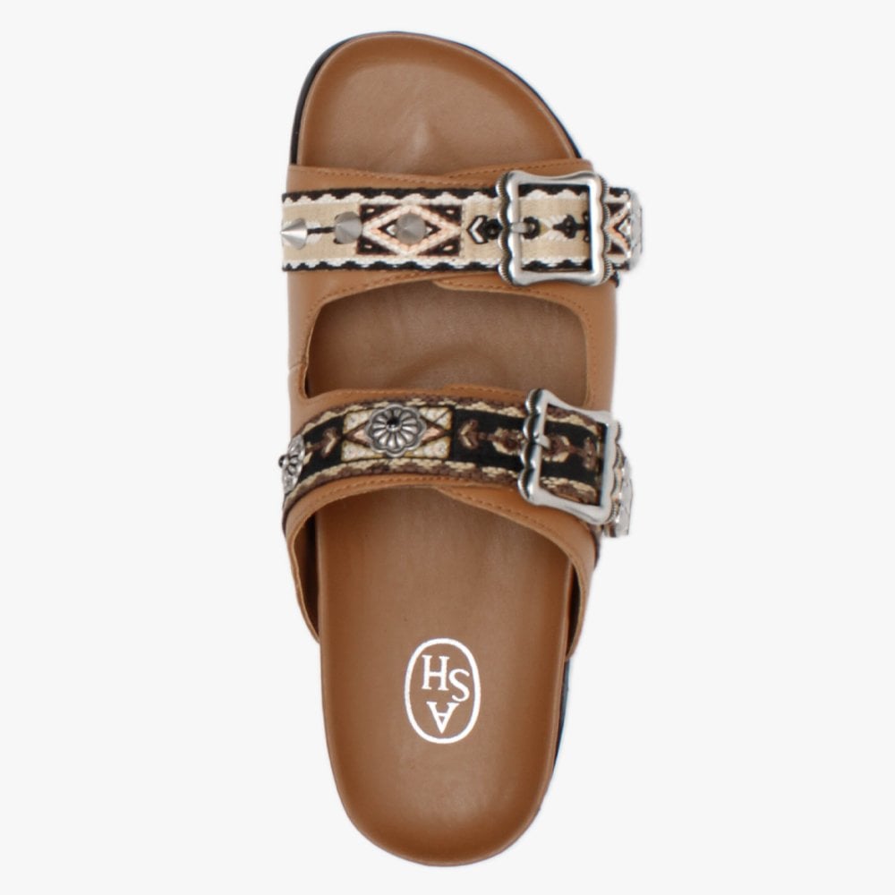 Ulysse Two Strap New Cinnamon Leather Mules