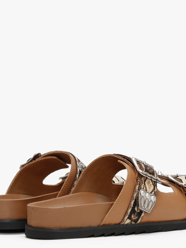 Ulysse Two Strap New Cinnamon Leather Mules