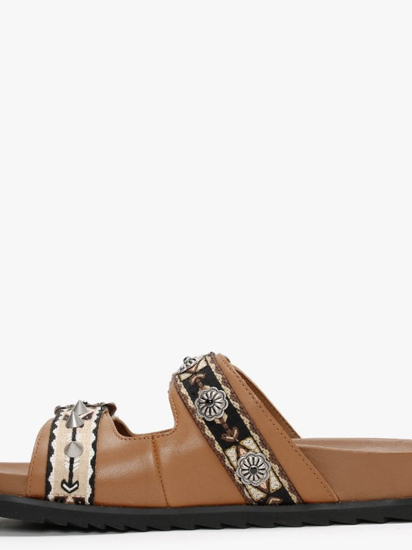 Ulysse Two Strap New Cinnamon Leather Mules