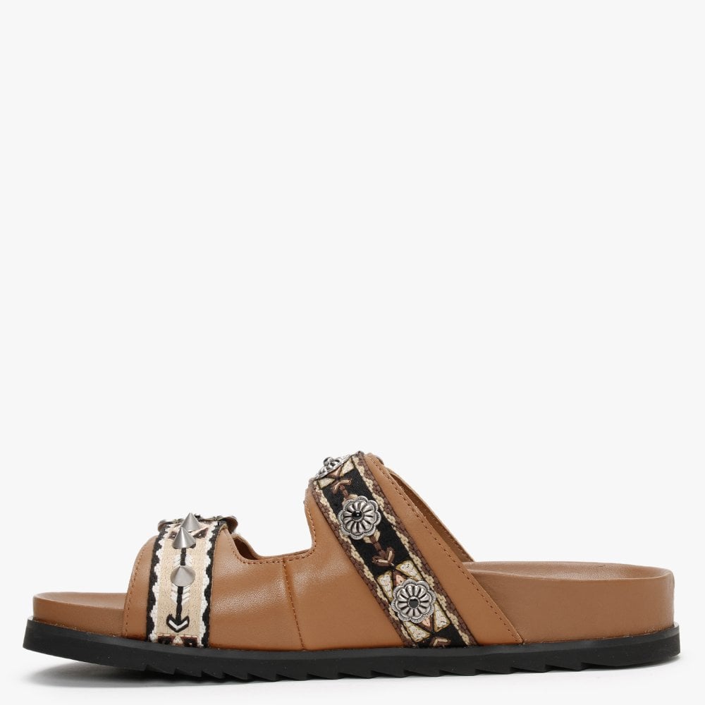 Ulysse Two Strap New Cinnamon Leather Mules
