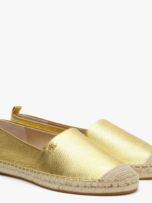 Cameryn Tumbled Gold Leather Espadrilles
