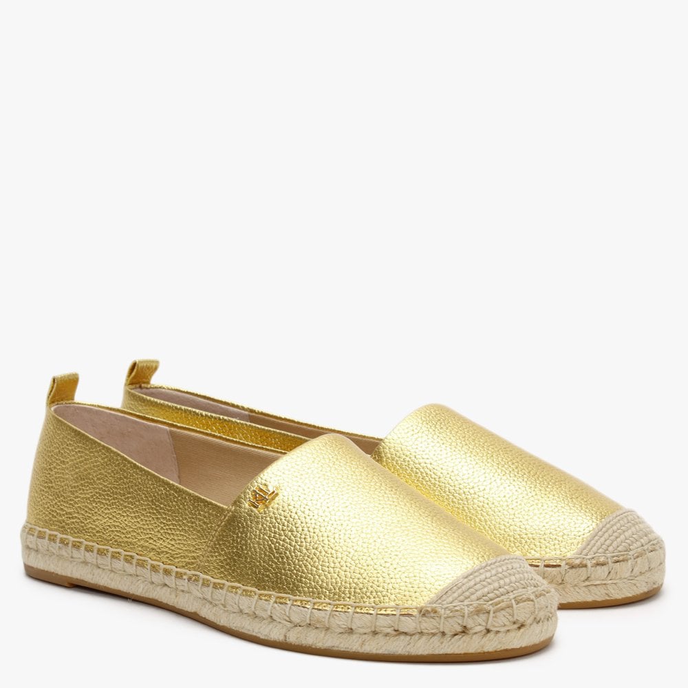 Cameryn Tumbled Gold Leather Espadrilles