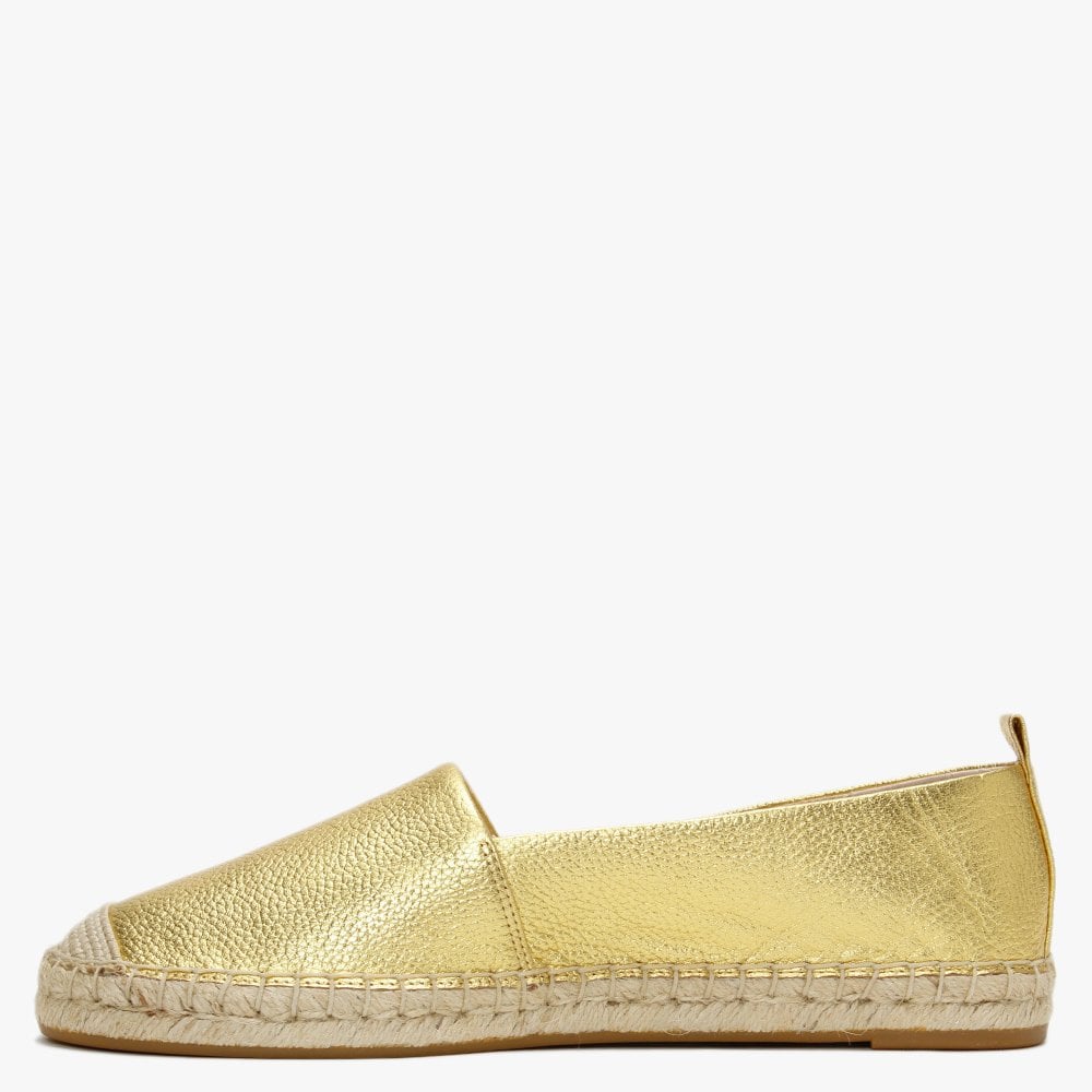 Cameryn Tumbled Gold Leather Espadrilles