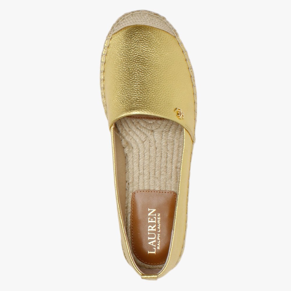 Cameryn Tumbled Gold Leather Espadrilles