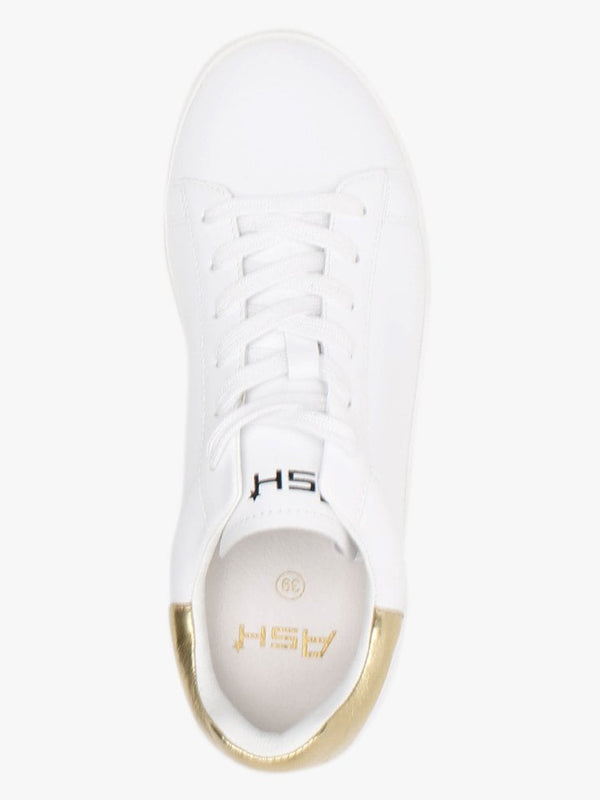 Cult White Leather Gold Flash Flatform Trainers