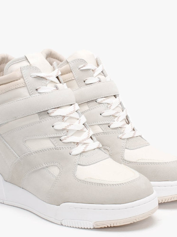 Body Beige Leather & Suede Wedge Trainers