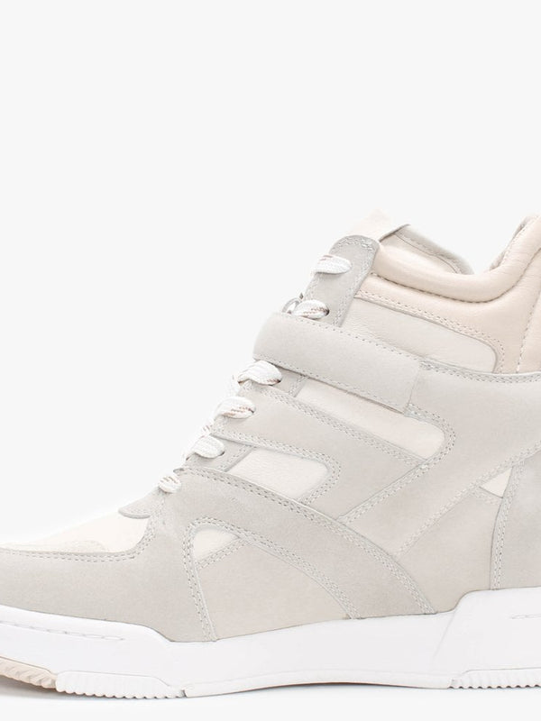 Body Beige Leather & Suede Wedge Trainers