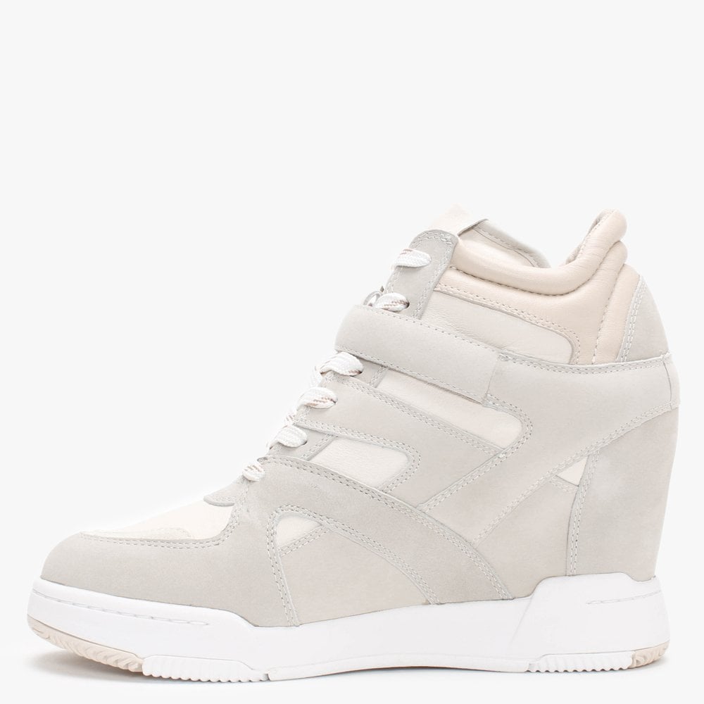 Body Beige Leather & Suede Wedge Trainers