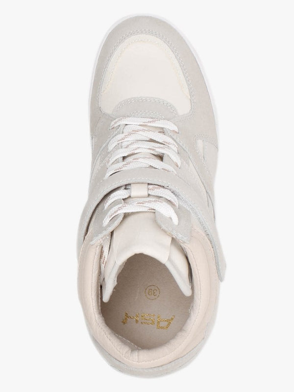 Body Beige Leather & Suede Wedge Trainers