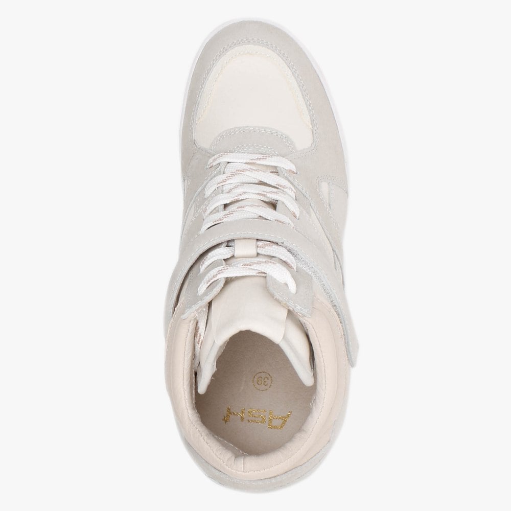 Body Beige Leather & Suede Wedge Trainers