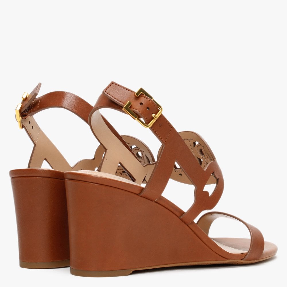 Amilea Burnished Tan Leather Wedge Sandals