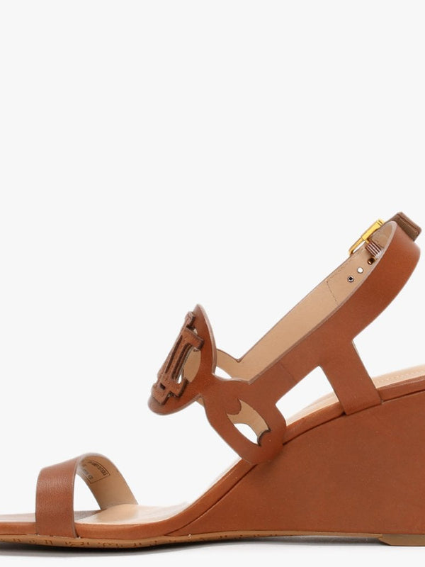 Amilea Burnished Tan Leather Wedge Sandals