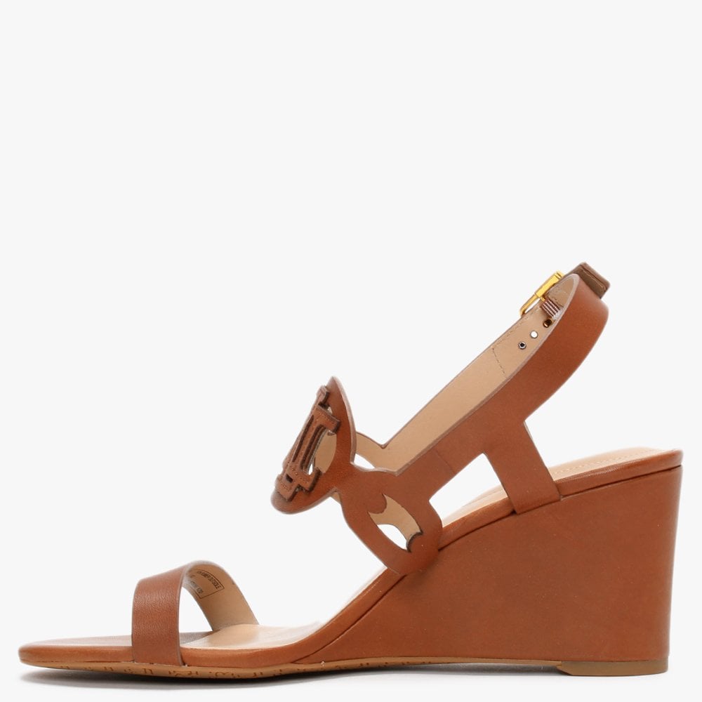 Amilea Burnished Tan Leather Wedge Sandals