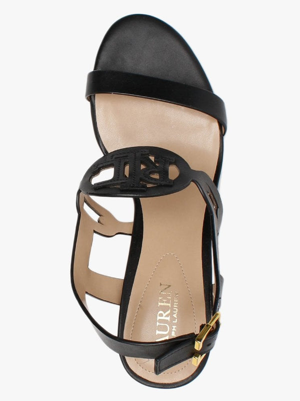 Amilea Burnished Black Leather Wedge Sandals