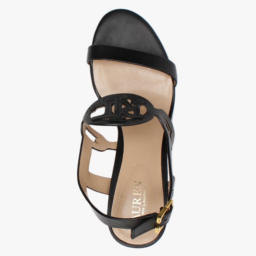 Amilea Burnished Black Leather Wedge Sandals