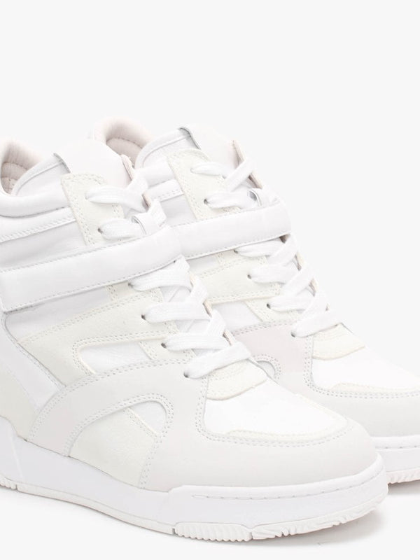 Body White White Leather & Suede Wedge Trainers