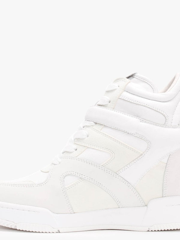Body White White Leather & Suede Wedge Trainers