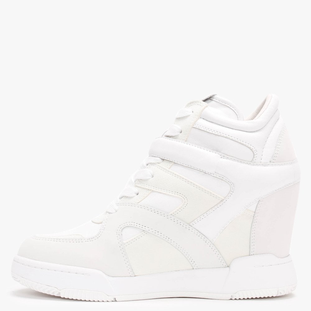 Body White White Leather & Suede Wedge Trainers