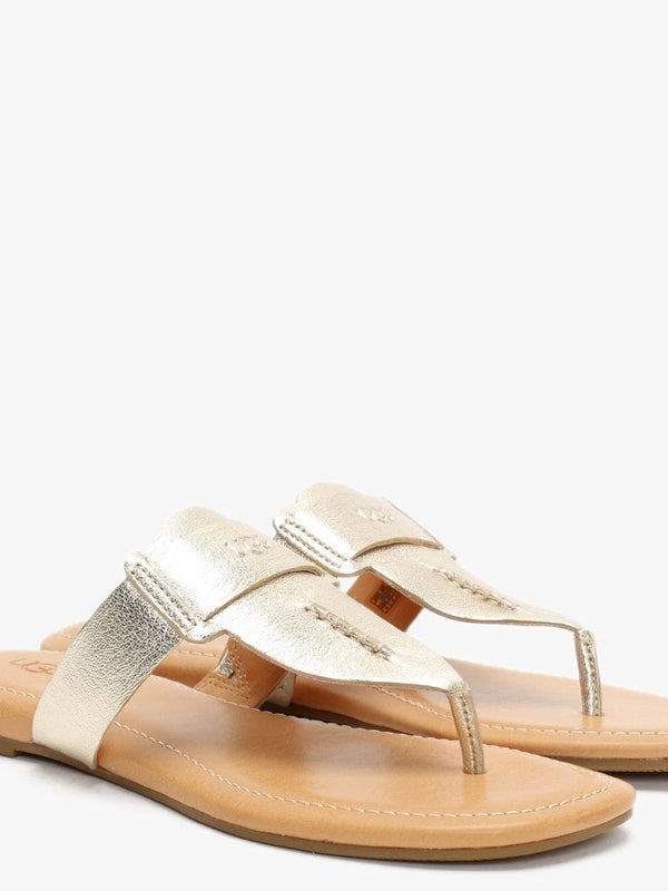 Gaila Gold Metallic Leather Flip Flops