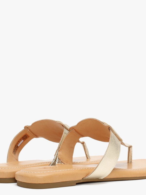 Gaila Gold Metallic Leather Flip Flops