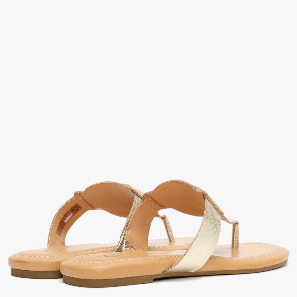 Gaila Gold Metallic Leather Flip Flops