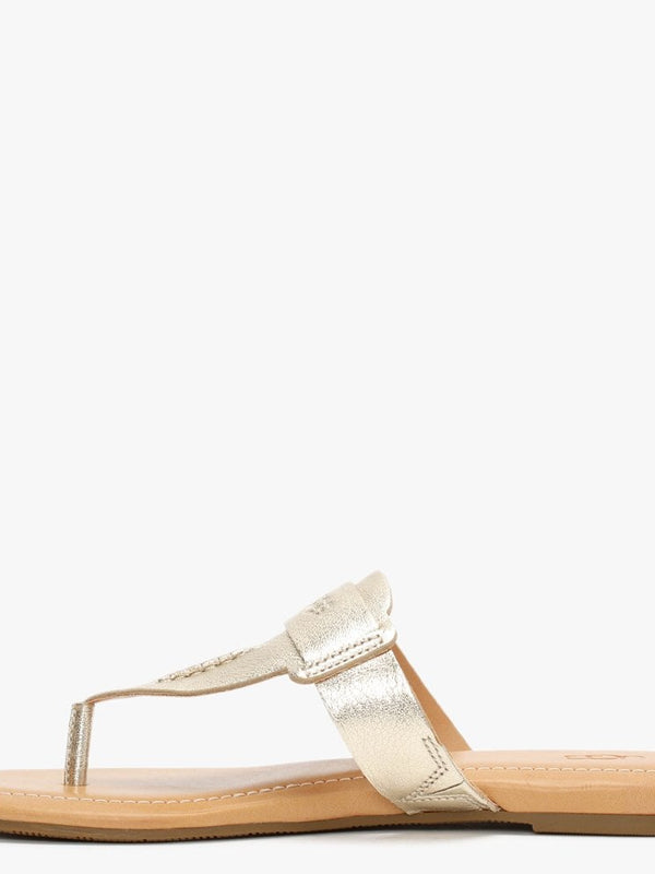 Gaila Gold Metallic Leather Flip Flops