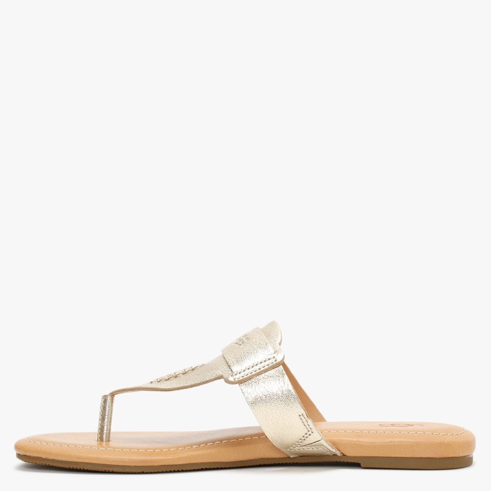Gaila Gold Metallic Leather Flip Flops