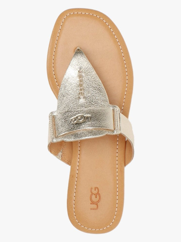 Gaila Gold Metallic Leather Flip Flops