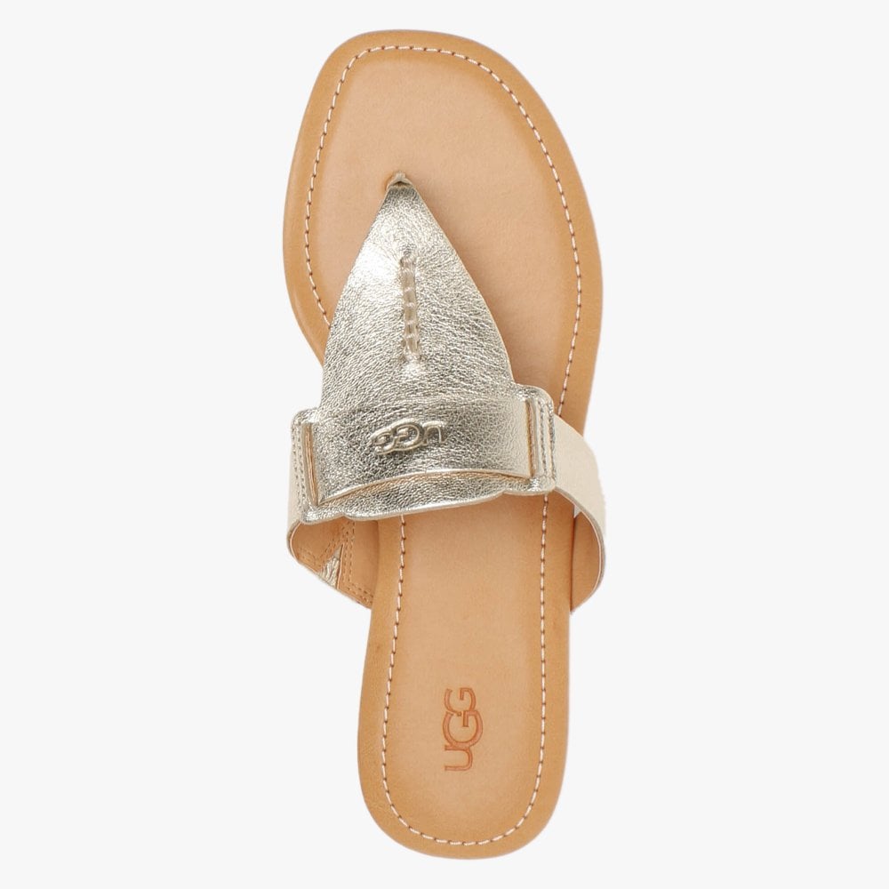 Gaila Gold Metallic Leather Flip Flops