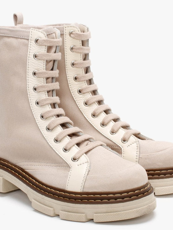 Banvas Beige Canvas Stomper Boots